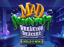 Mad Scientist Breaking Beakers Hold and Win logo